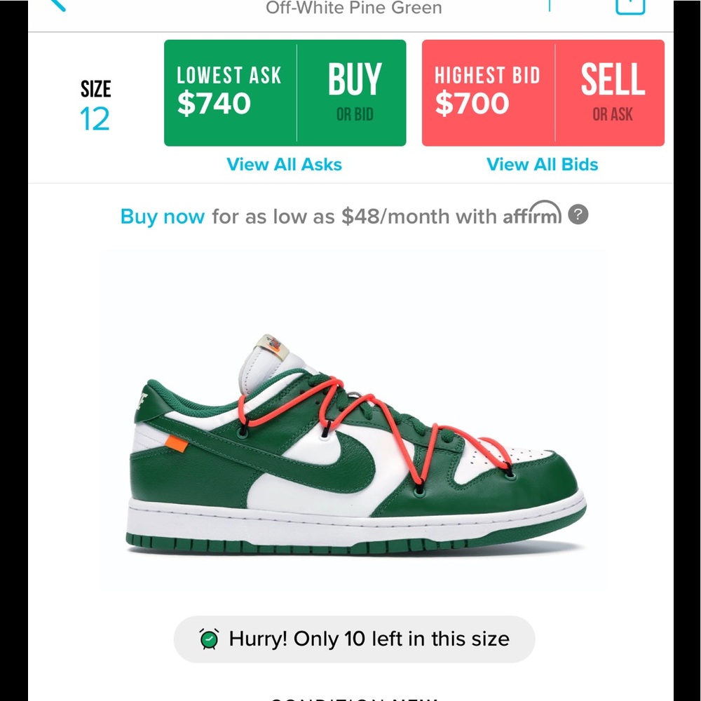 NIKE DUNK LOW OFF WHITE PINE GREEN